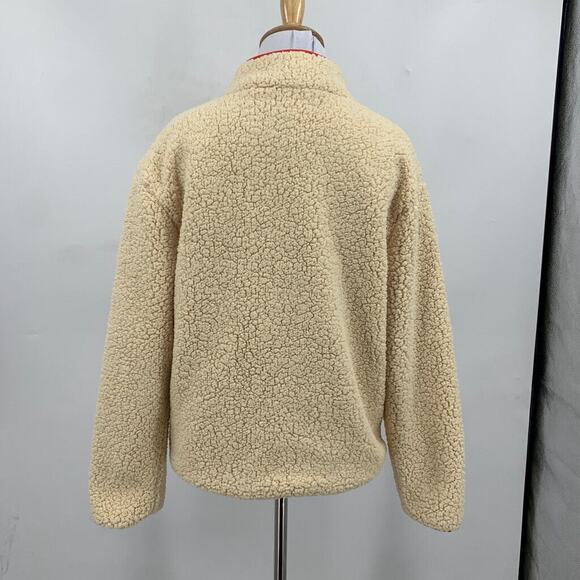 Lego Sweater Women S Small Cream Peony Target Sherpa Full Zip Mock Pocket Jacket - Picture 3 of 15